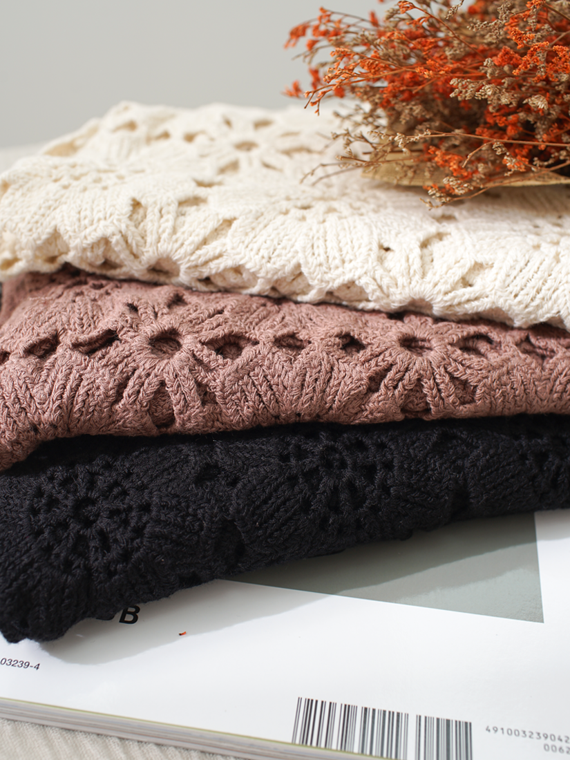 復古花瓣流蘇披肩(3色)