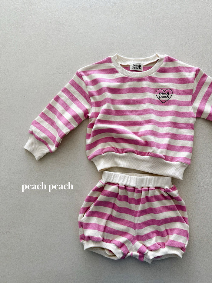 正韓春PEACHPEACH 兩色刺繡愛心條紋上衣