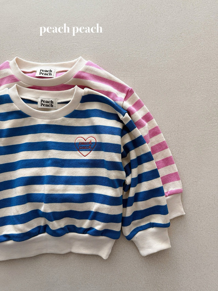 正韓春PEACHPEACH 兩色刺繡愛心條紋上衣