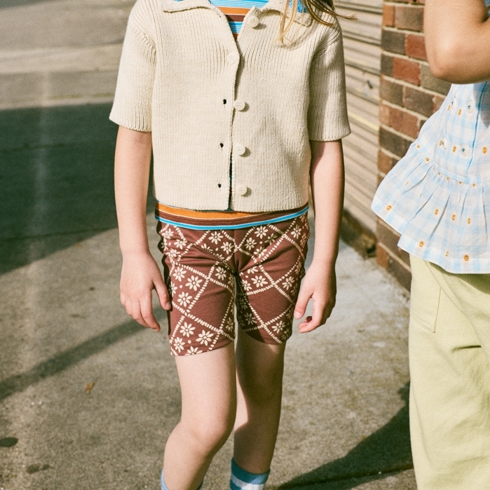 Misha & Puff 菱格花紋單車短褲 Bike Short - Cola Flora Tierra