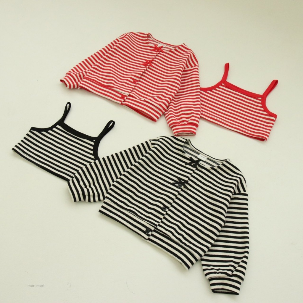 正韓春Morimori 兩色小姐姐感條紋背心+外套兩件組