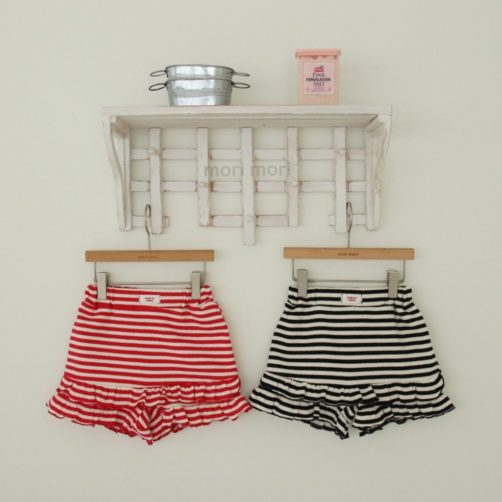 正韓春Morimori 兩色條紋花邊褲