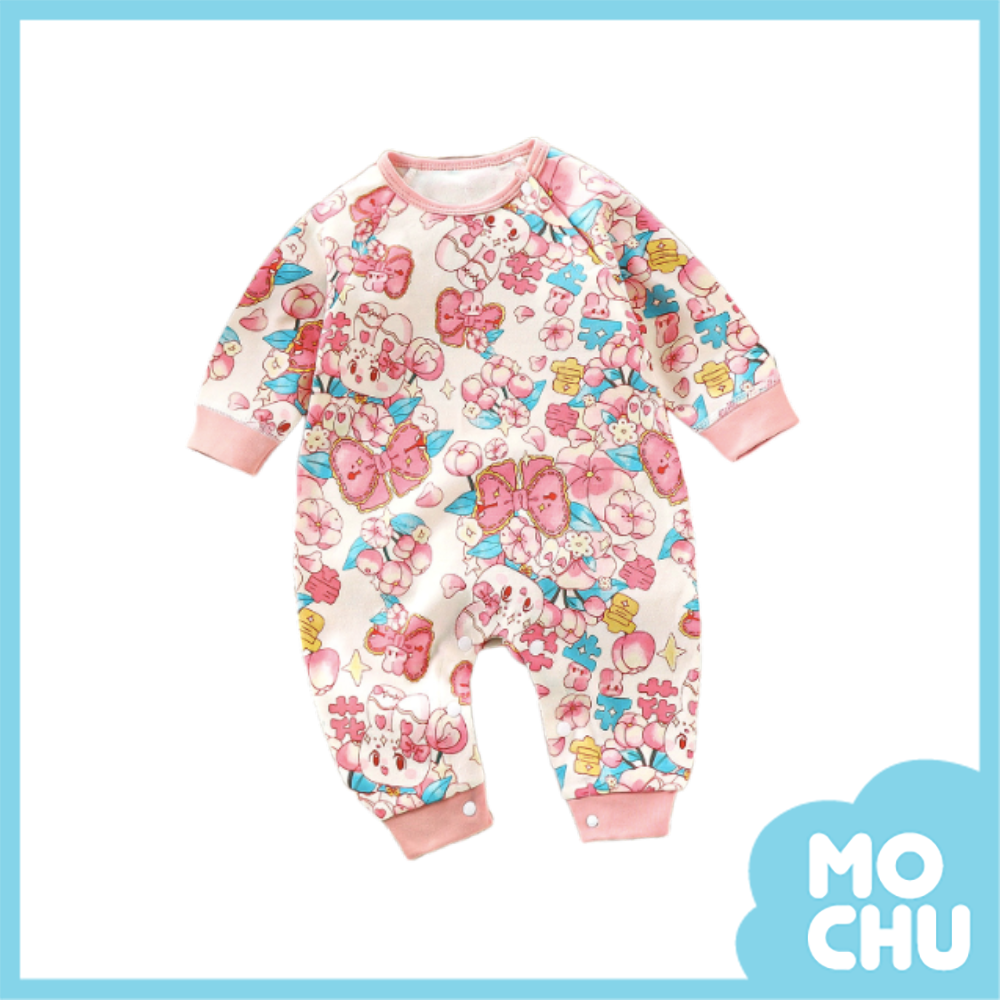 富貴花小兔長袖連身衣