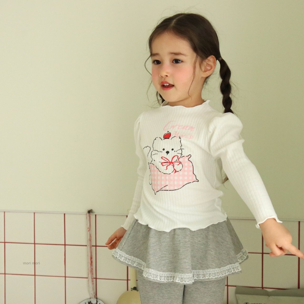 正韓春Morimori 兩色睡覺狗狗捲邊上衣