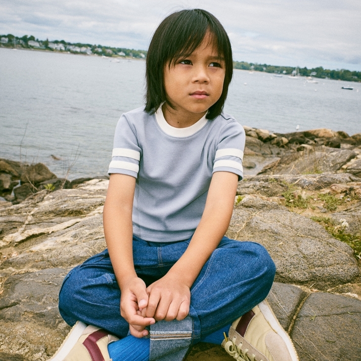 Misha & Puff 袖口條紋極簡T恤 Rec Tee - Dove