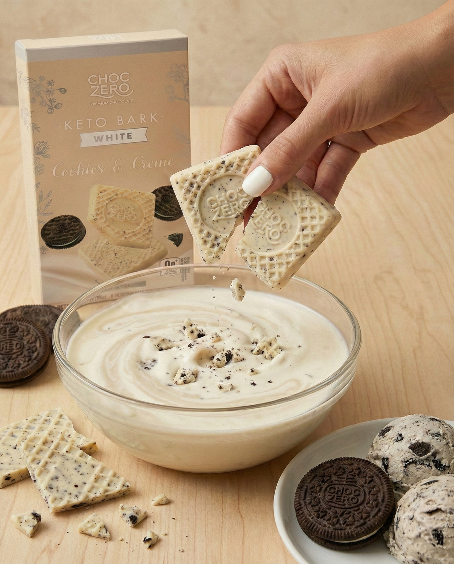 Choczero 無添加糖 忌廉曲奇白朱古力塊 90g