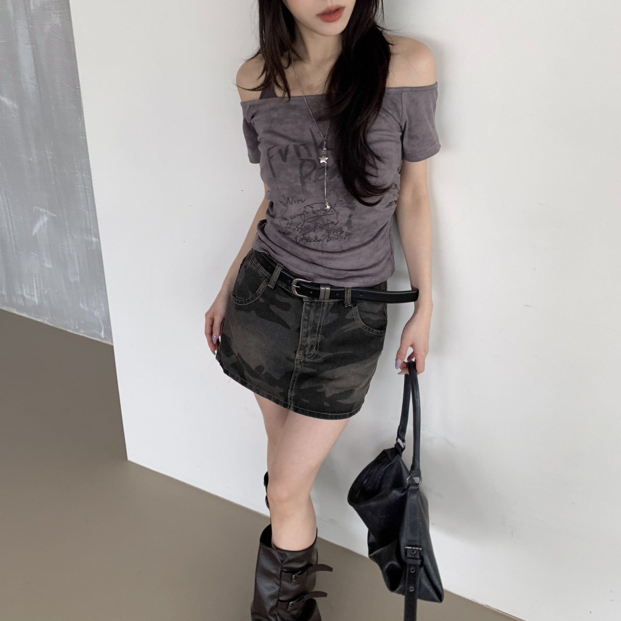 ISA_定格2000s 低調存在做舊迷彩褲裙_61056