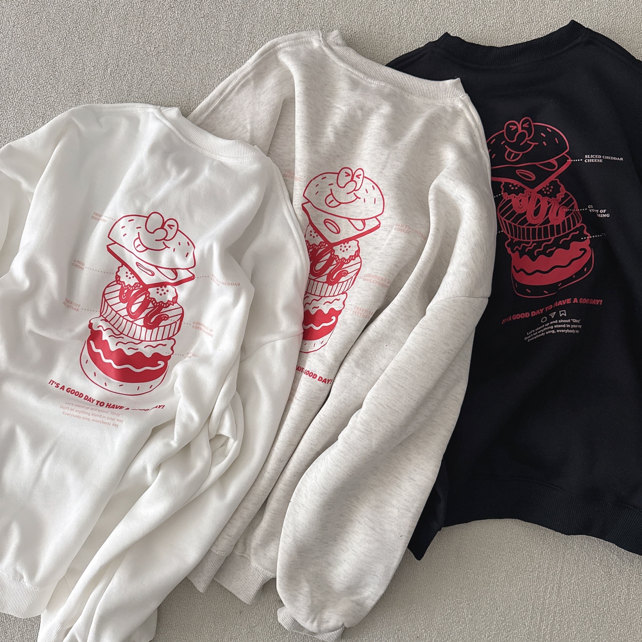 （現貨）漢堡早餐款刷毛大學T FJT020