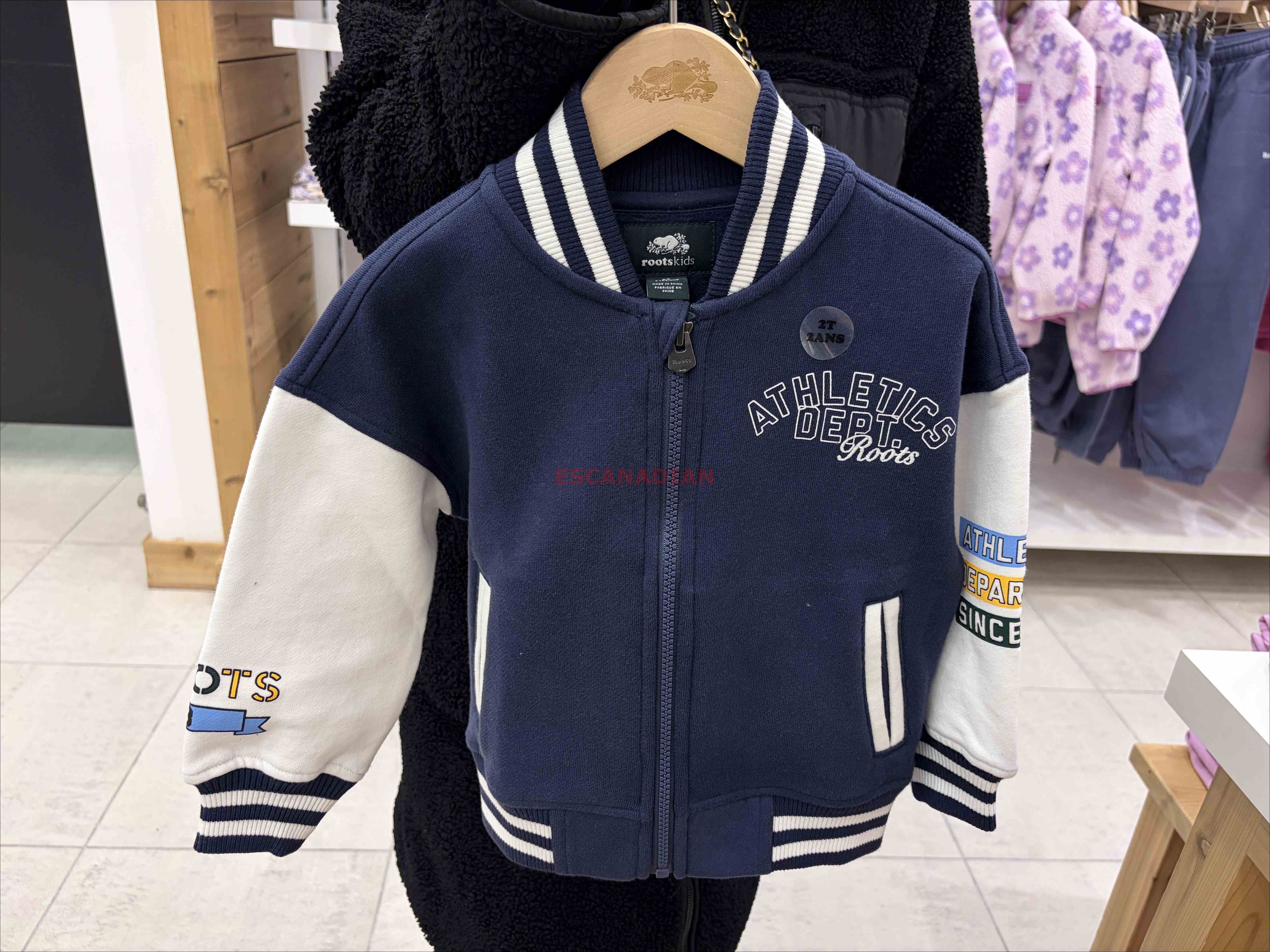 ROOTS 小童 運動系列 Athletic 寬版落肩 正反圖 棉質 刷毛 棒球外套