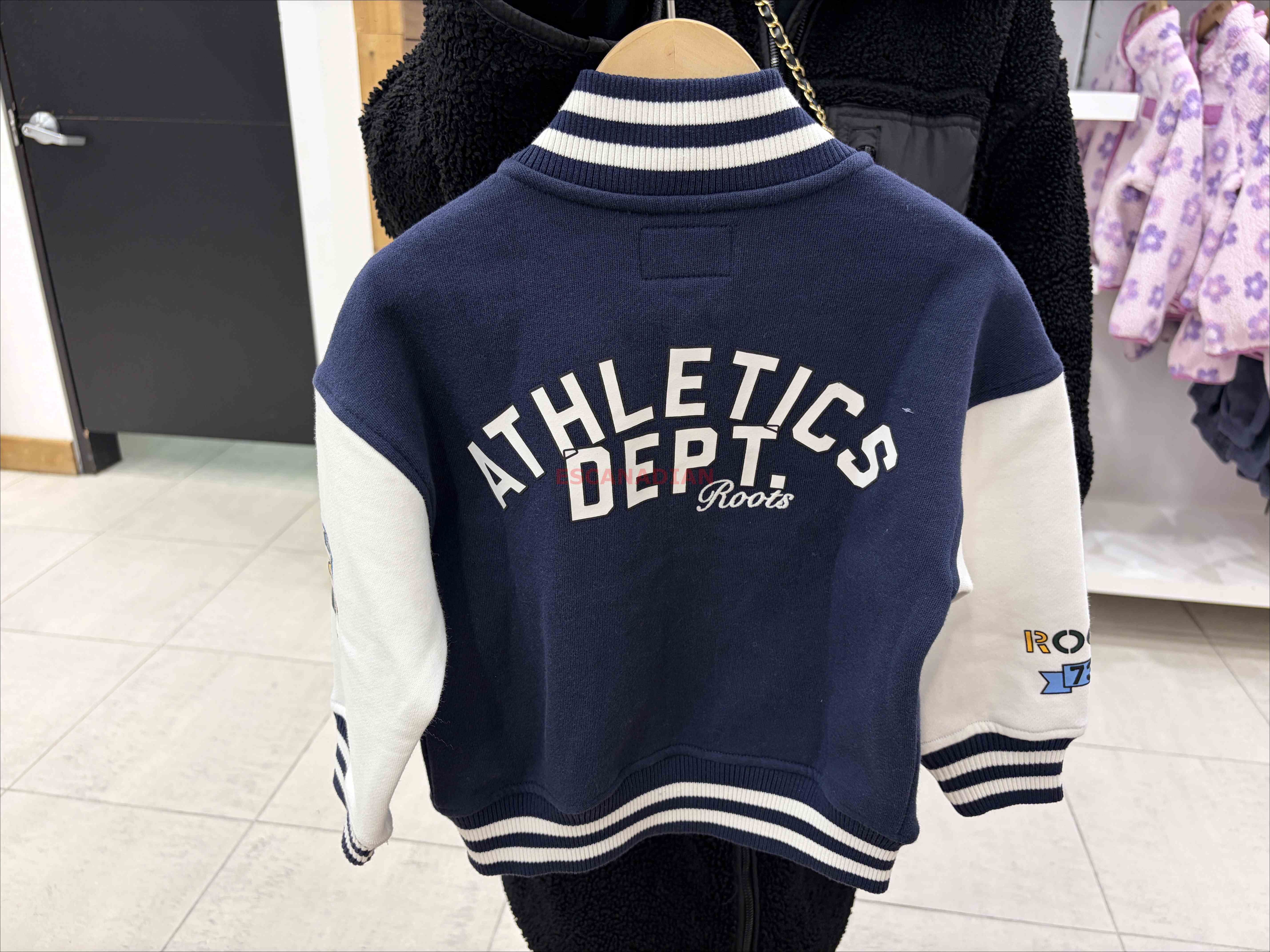 ROOTS 小童 運動系列 Athletic 寬版落肩 正反圖 棉質 刷毛 棒球外套