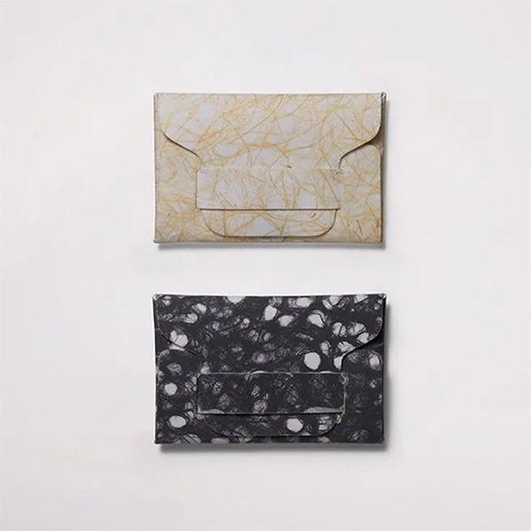 【te saho】皮製卡片夾-阿波和紙 (黑/白)