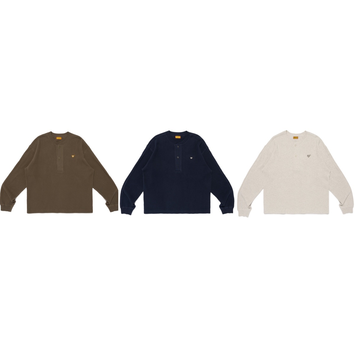 預購┃HUMAN MADE HENLEY NECK SHIRT 愛心 亨利領 華夫格 長袖 上衣