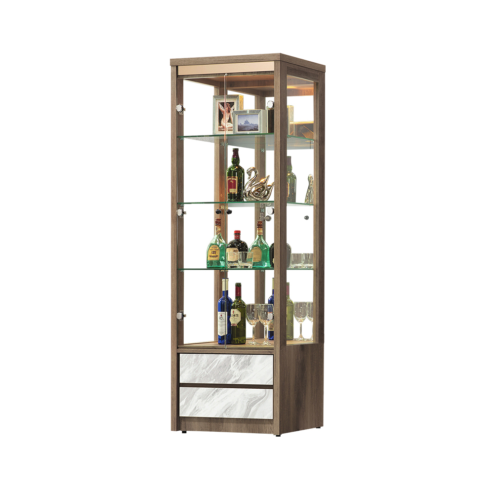 柏蒂家居-卡米爾2.2尺二門二抽玻璃展示櫃/收納置物櫃