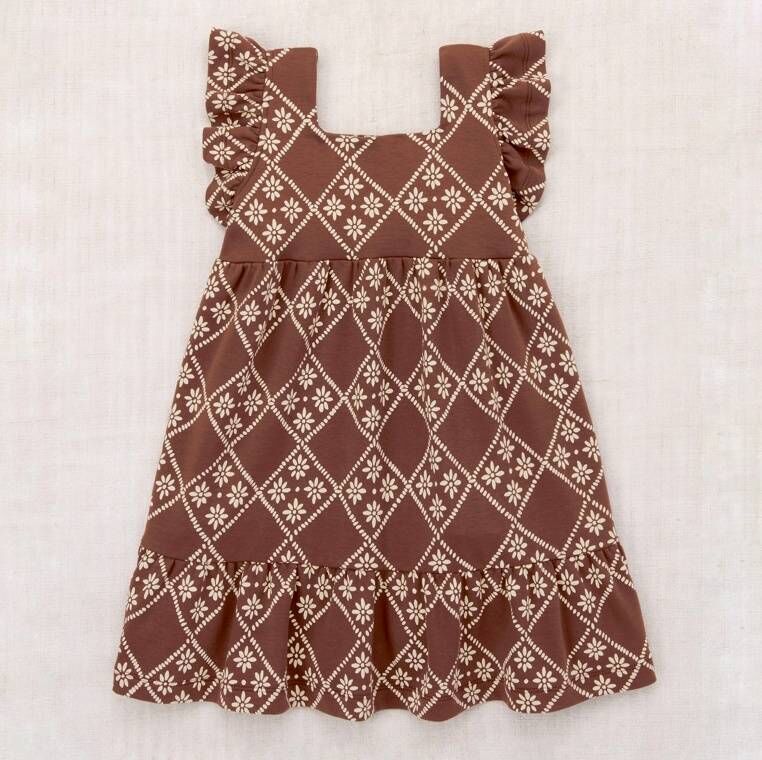 Misha & Puff 菱格花紋無袖洋裝 Ruffle Sleeve Dress  - Cola Flora Tierra