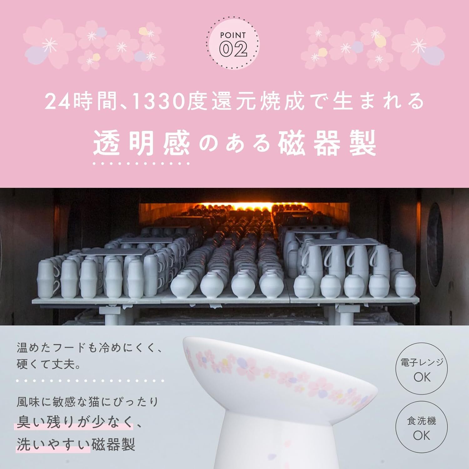 Necoichi 2026櫻花 斜口高腳食物碗