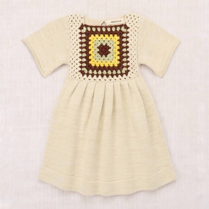 Misha & Puff 方格拼接捲邊短袖洋裝 Lake House Dress - Marzipan