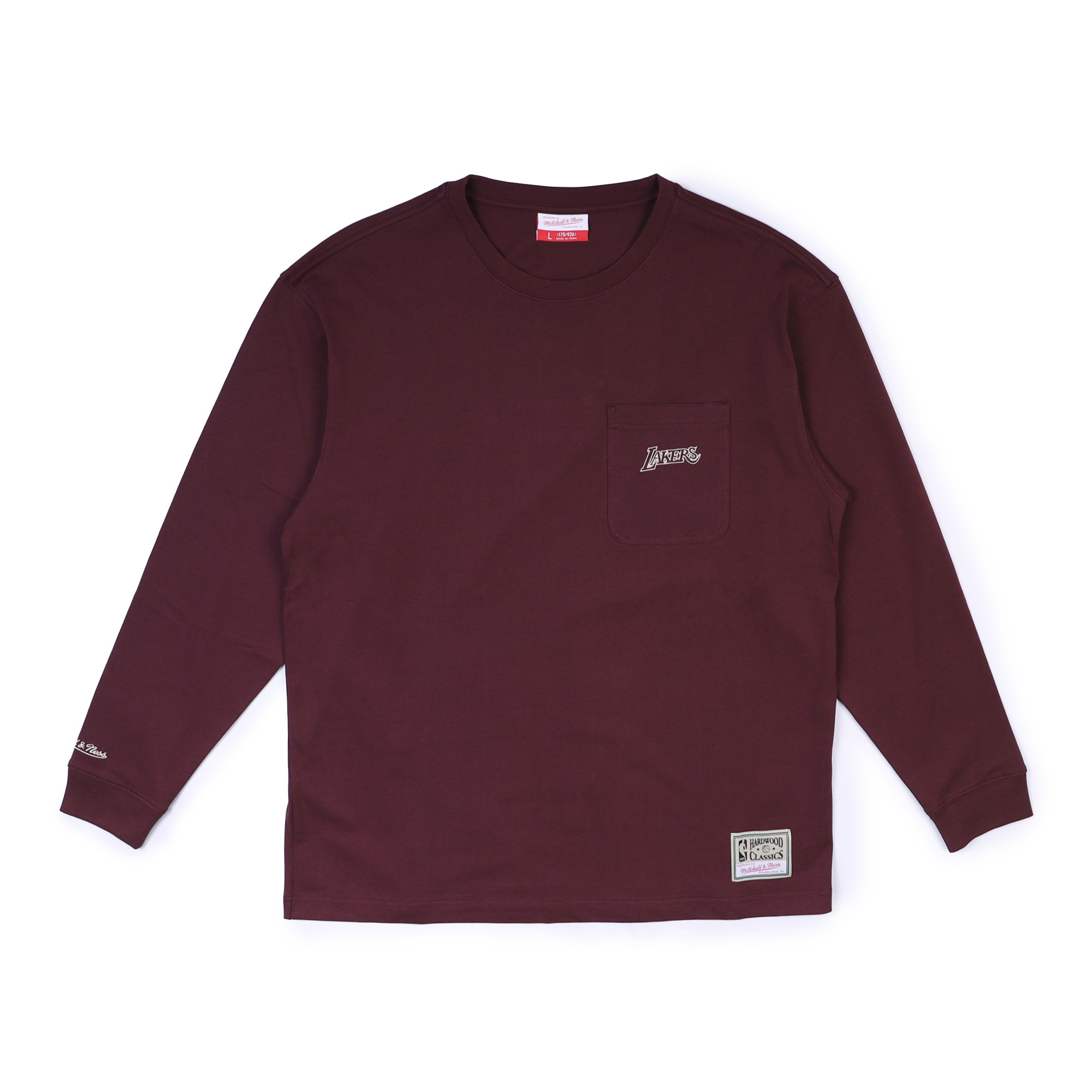 Mitchell & Ness NBA TEAM MESH POCKET ESSENTIAL LONG SLEEVE TEE 黑 酒紅 湖人 公牛 基本款 長T【MN25BLS01】