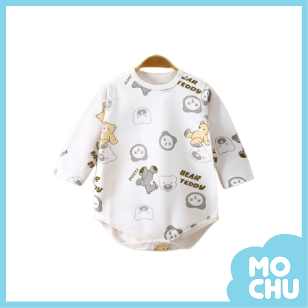 雙色泰迪熊長袖包屁衣