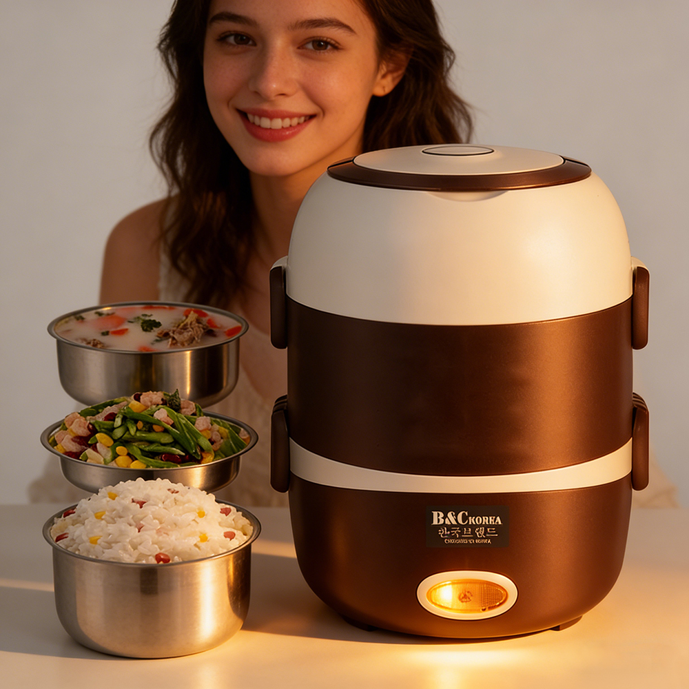 韓國B&C 家用蒸煮一體電熱飯盒 不銹鋼內膽保溫熱飯器 B0058