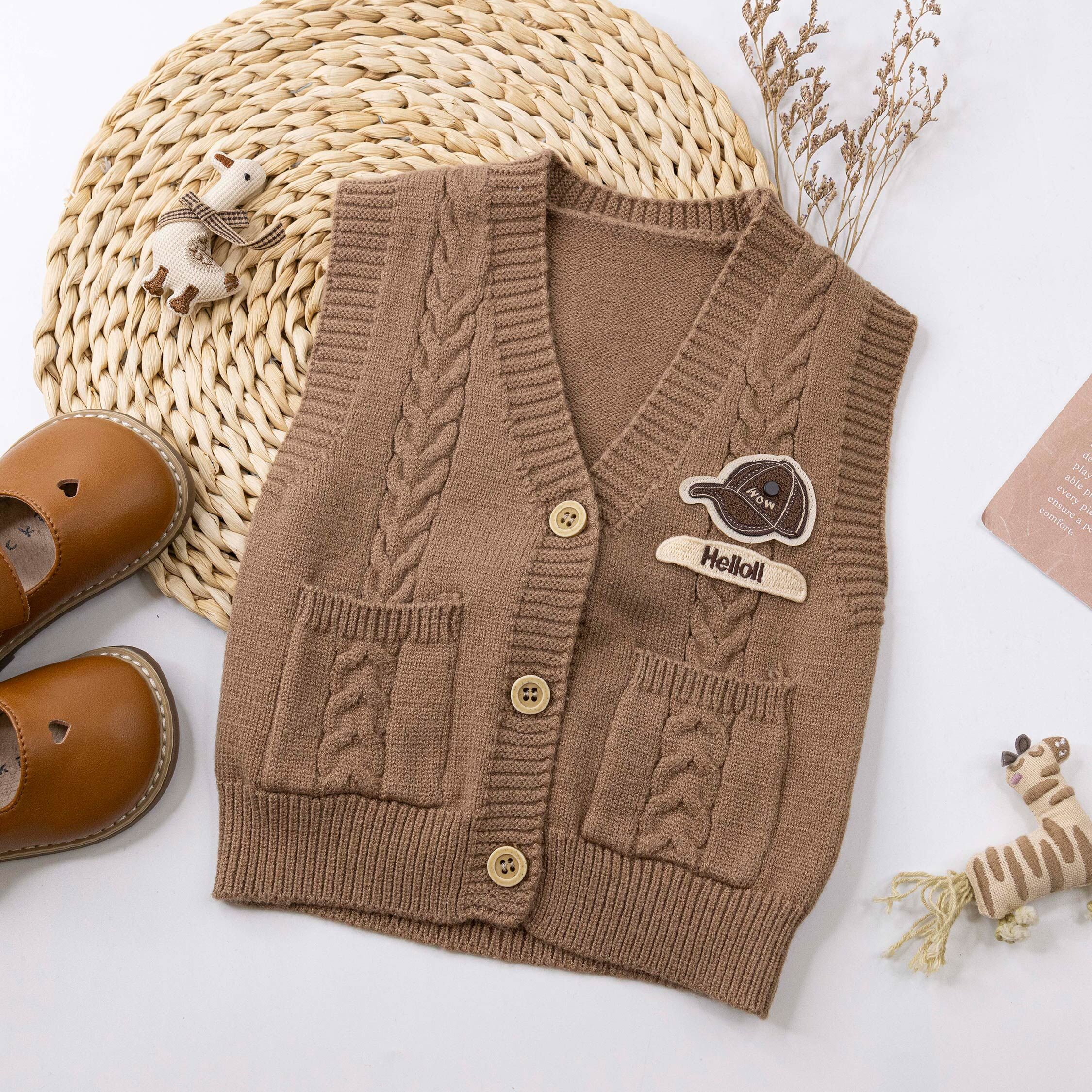 【H56235】帥氣刺繡布貼針織背心