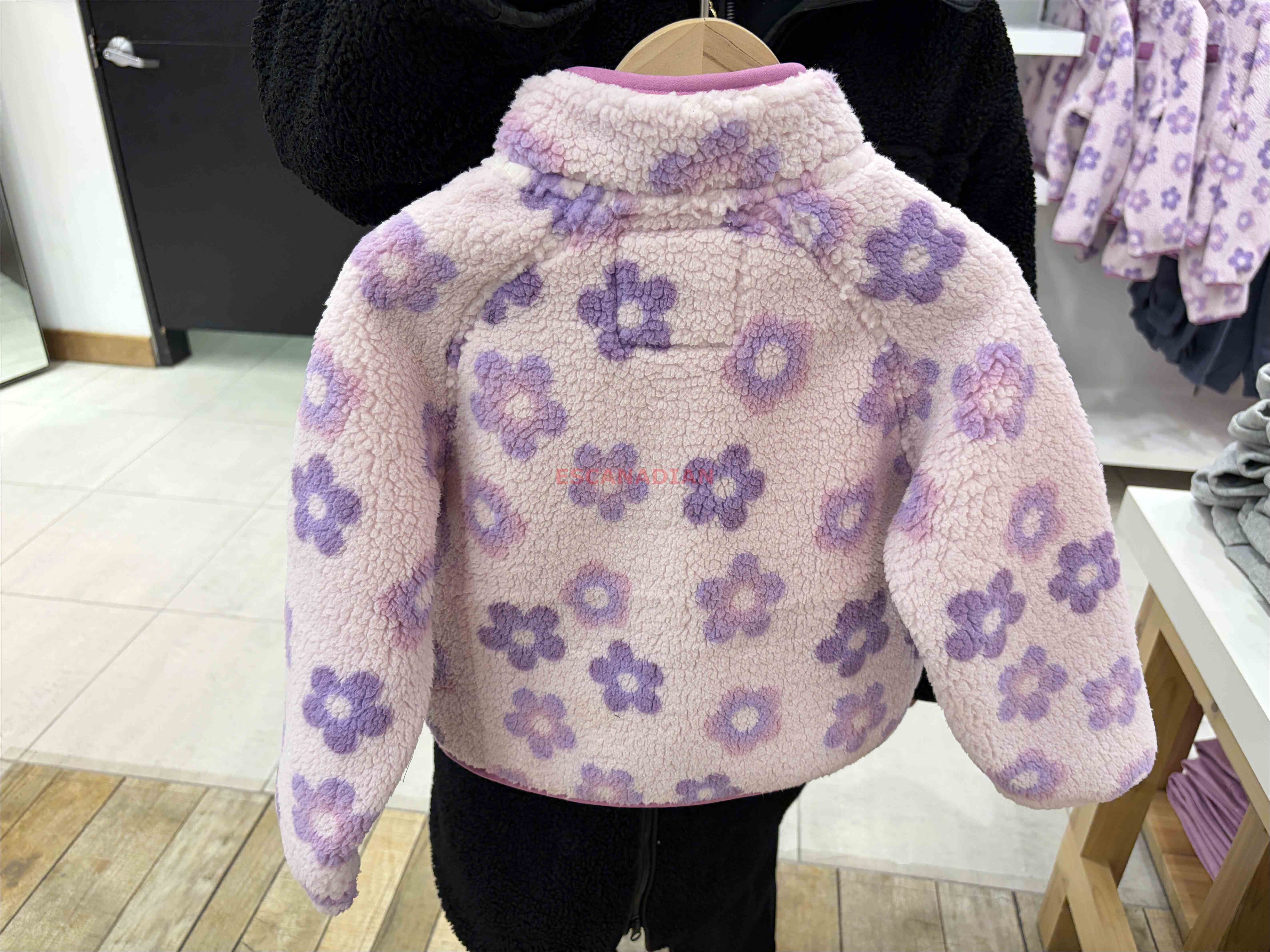 ROOTS 小女童 QQ毛 滿版 保暖 落肩寬版 刷毛 外套