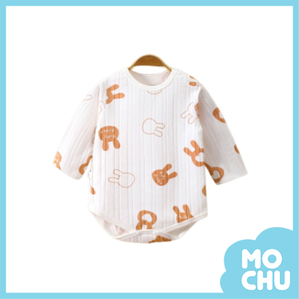 雙色小兔子長袖包屁衣