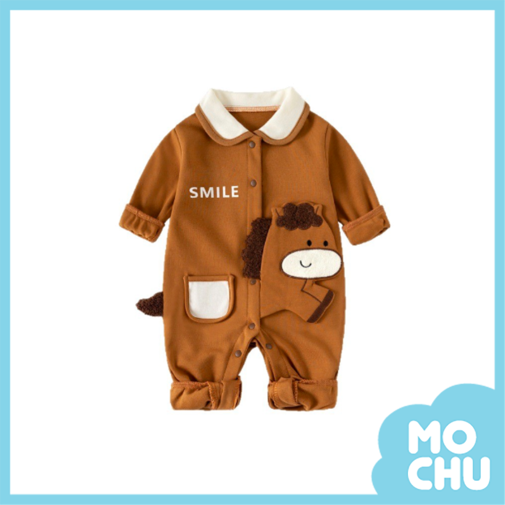 小馬跑跑圓領長袖連身衣