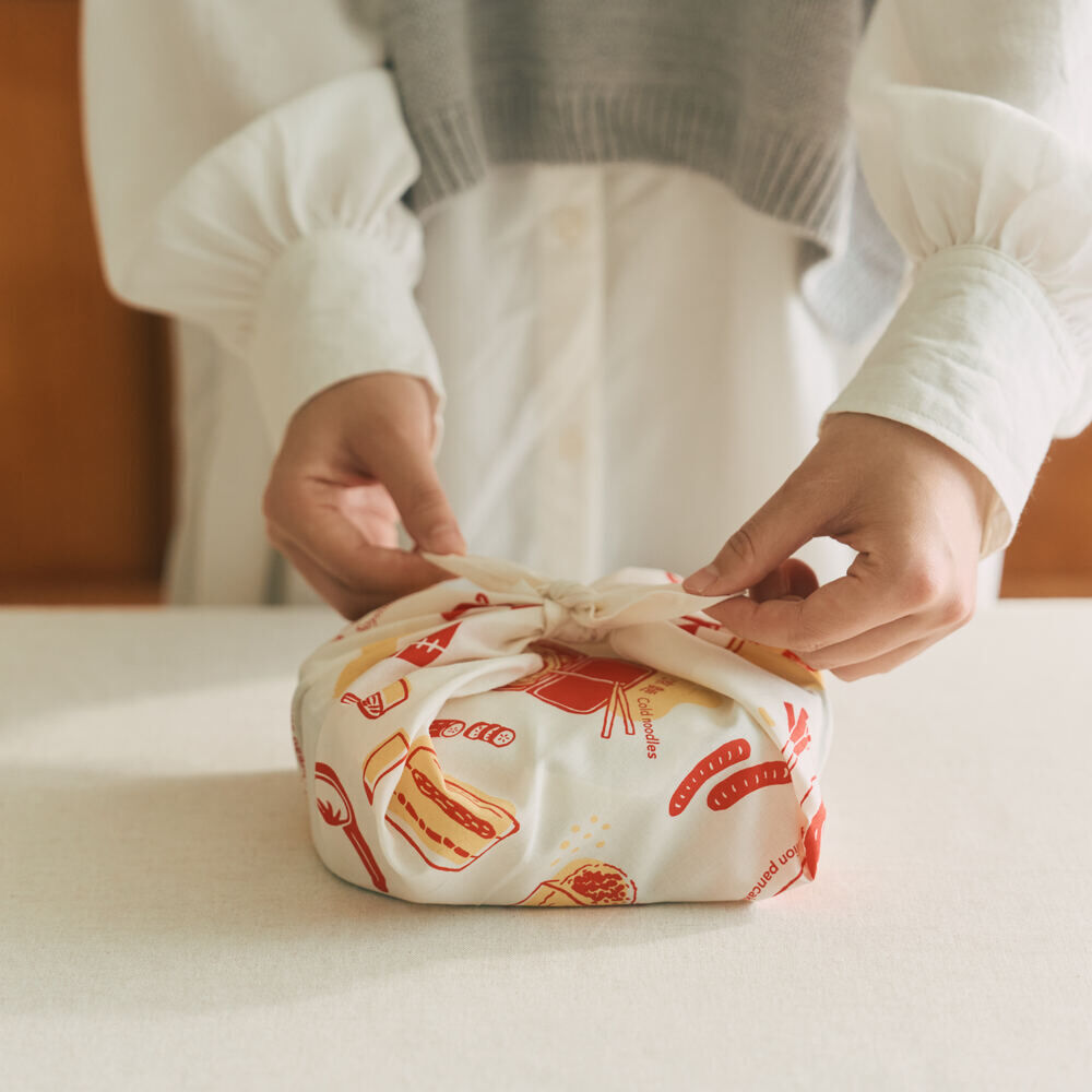 印花樂包布巾/台灣古早味零食/藍橘