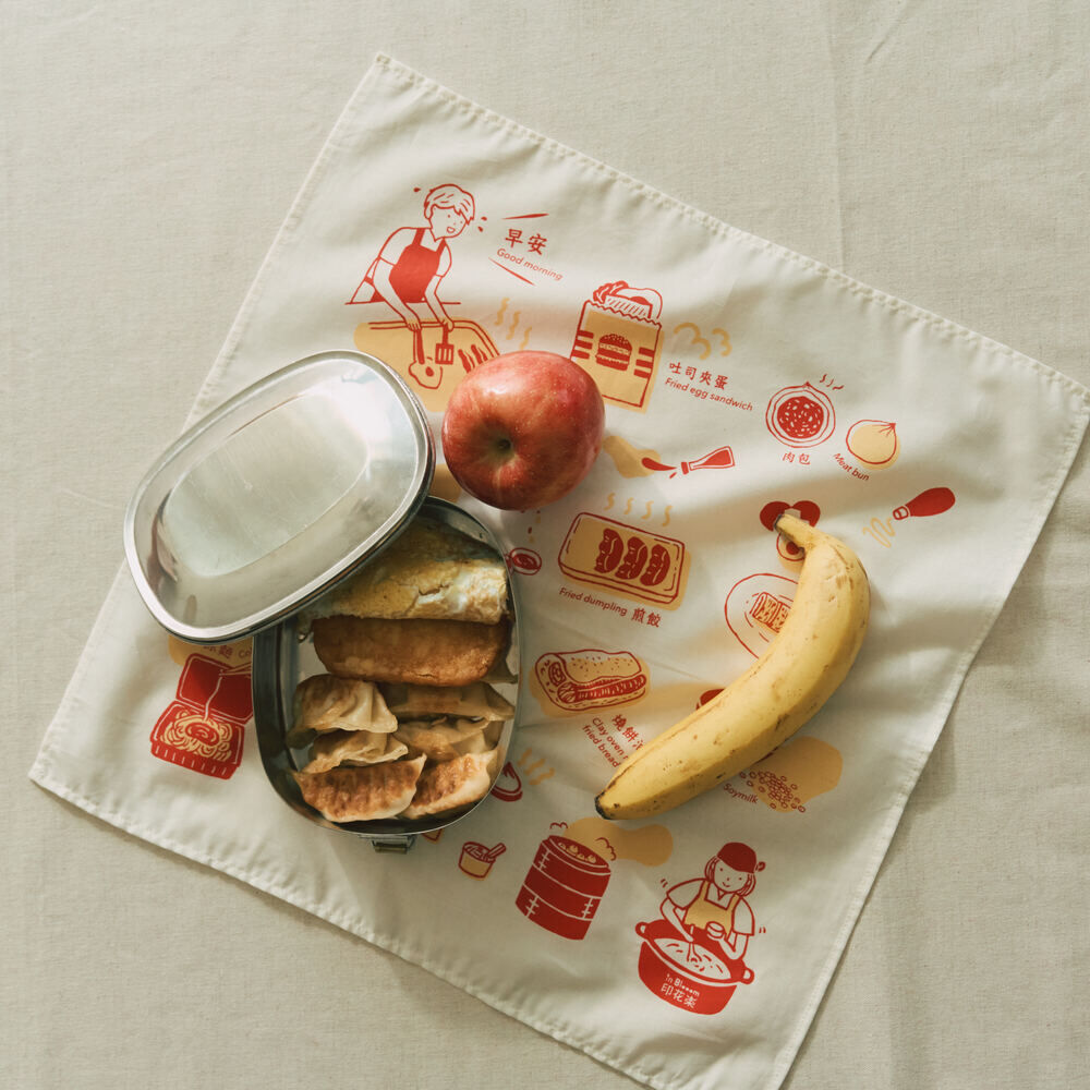 印花樂包布巾/台灣古早味零食/藍橘