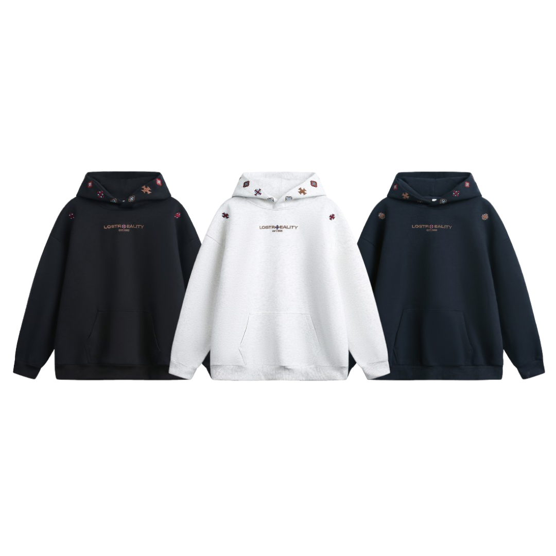 Nature 民族風刺繡厚磅加絨帽T MW3997