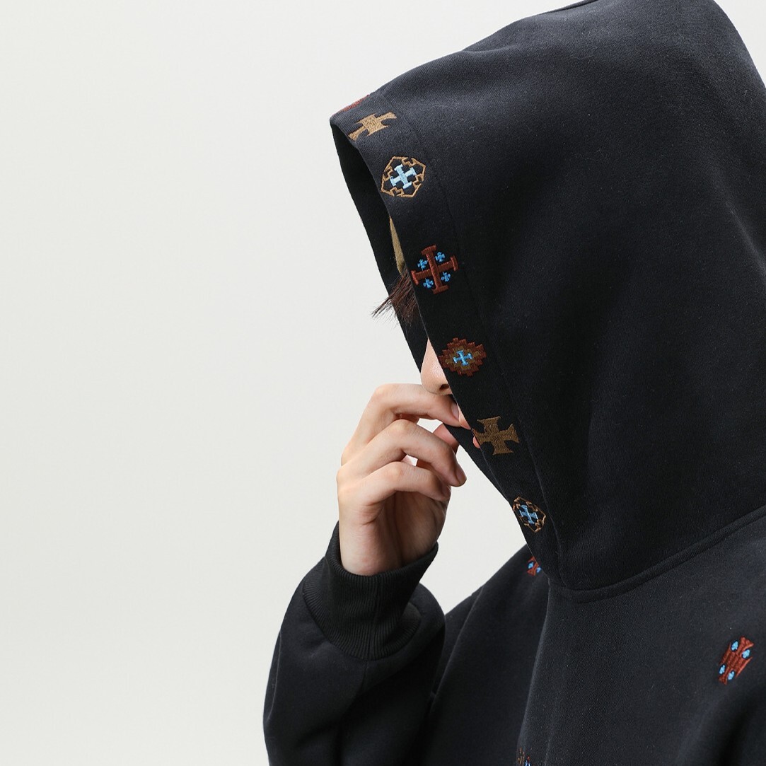 Nature 民族風刺繡厚磅加絨帽T MW3997