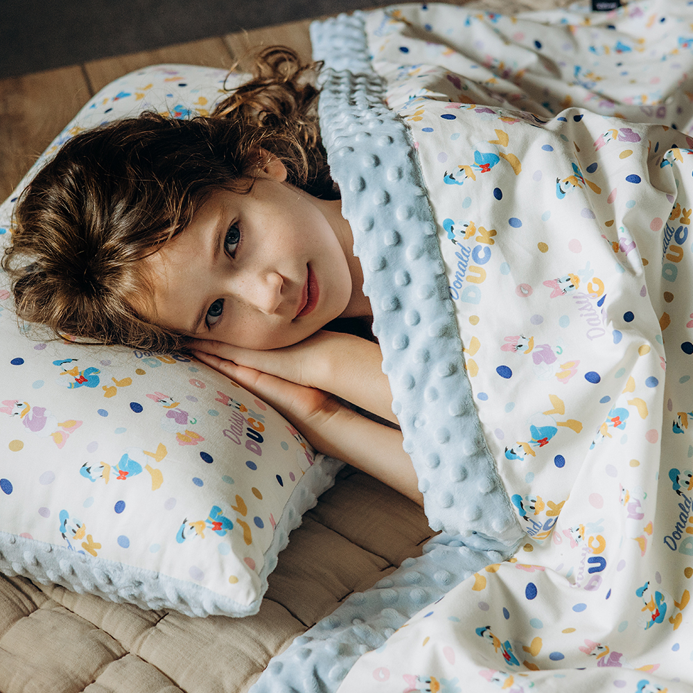 La Millou波蘭 單面巧柔豆豆毯大人款(140x220cm)｜唐老鴨系列_歡樂圈圈篇｜柏林寶寶藍