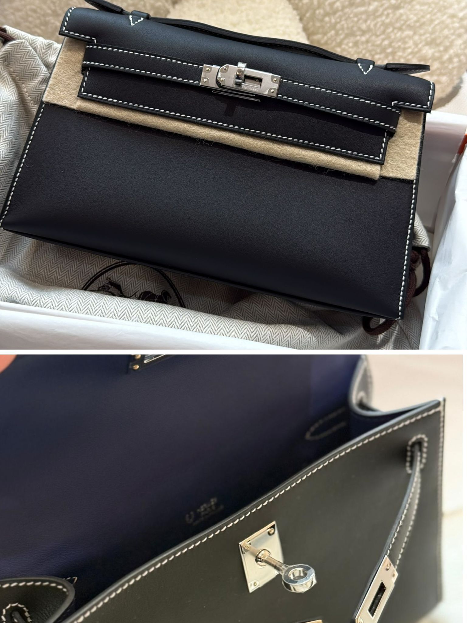 Kelly pochette HSS  89 noir/ Inside Bleu sapphire  ck swift K