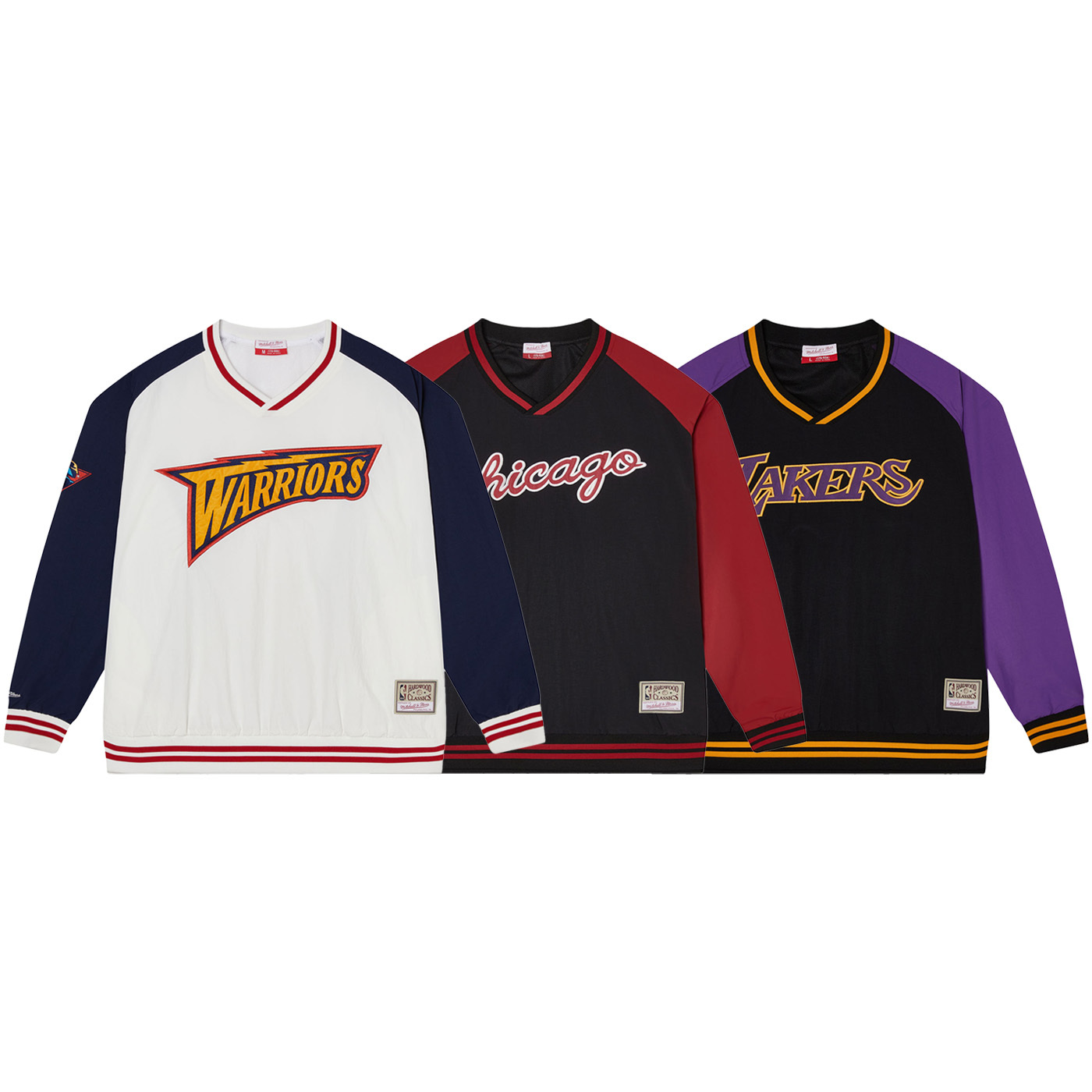 Mitchell & Ness NBA TEAM WOVEN PULLOVER JACKET 白藍 黑紫 黑紅 勇士 湖人 公牛 網眼 長T【MN25BOU04】