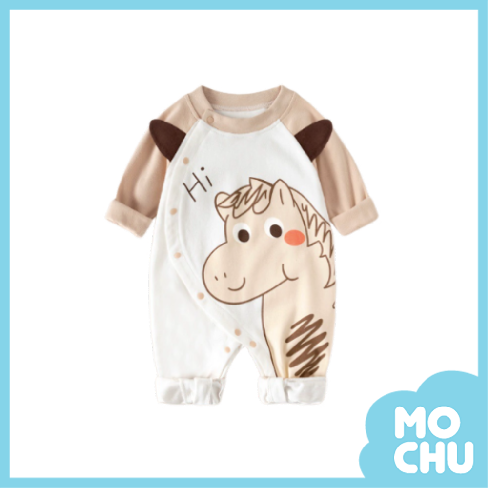 咖色小馬長袖連身衣