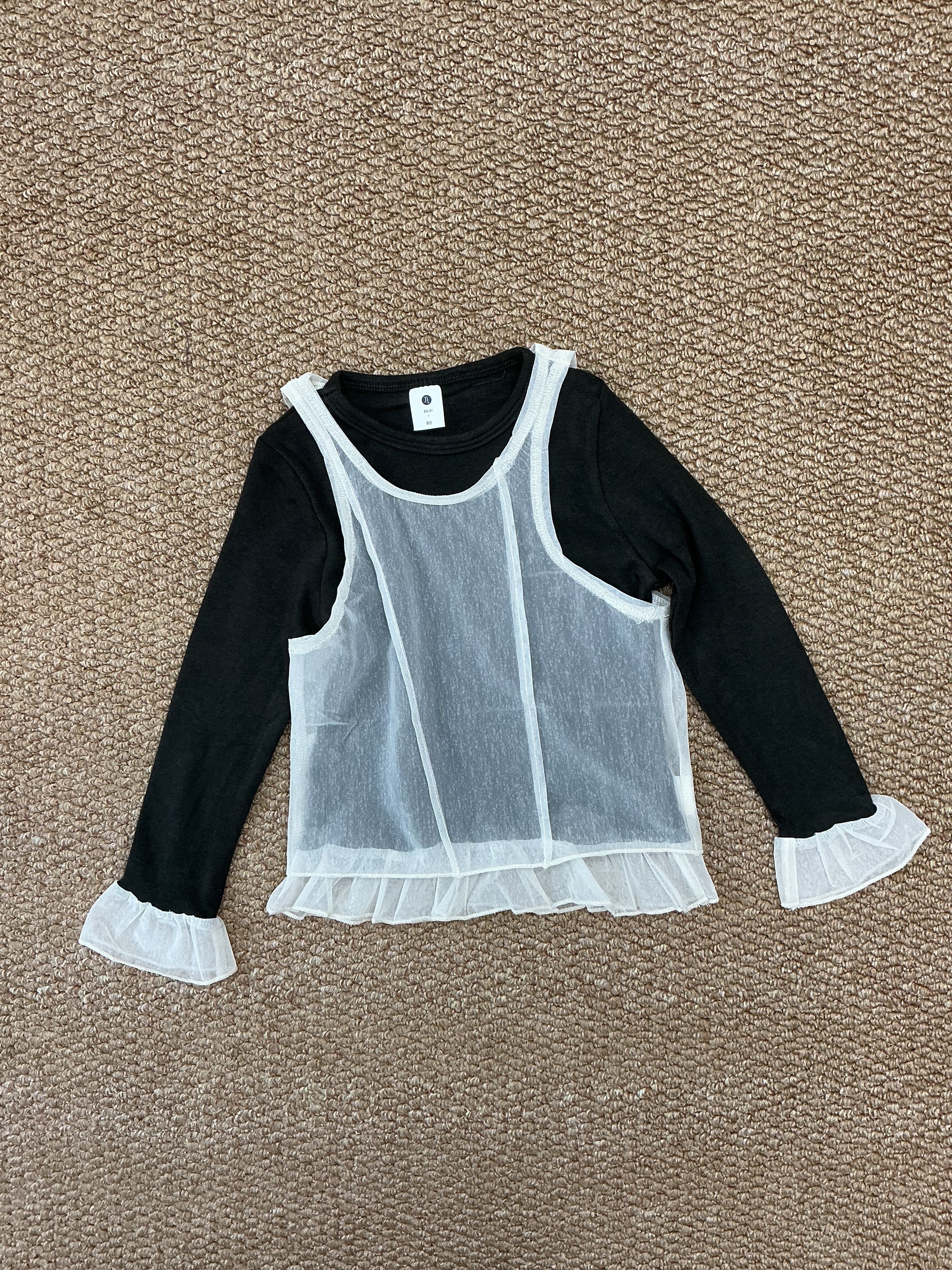 A04307兩件式拼接紗上衣