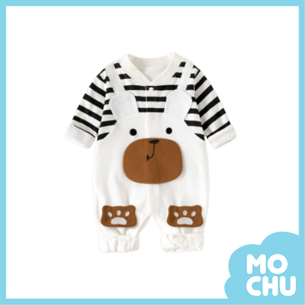 黑條小熊長袖連身衣