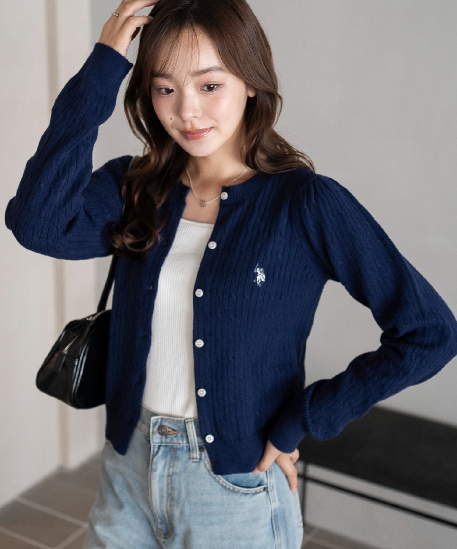 🇯🇵 US POLO ASSN. × WEGO 麻花紋 針織衫 針織外套 開襟衫 排扣 短版 修身 / 預購