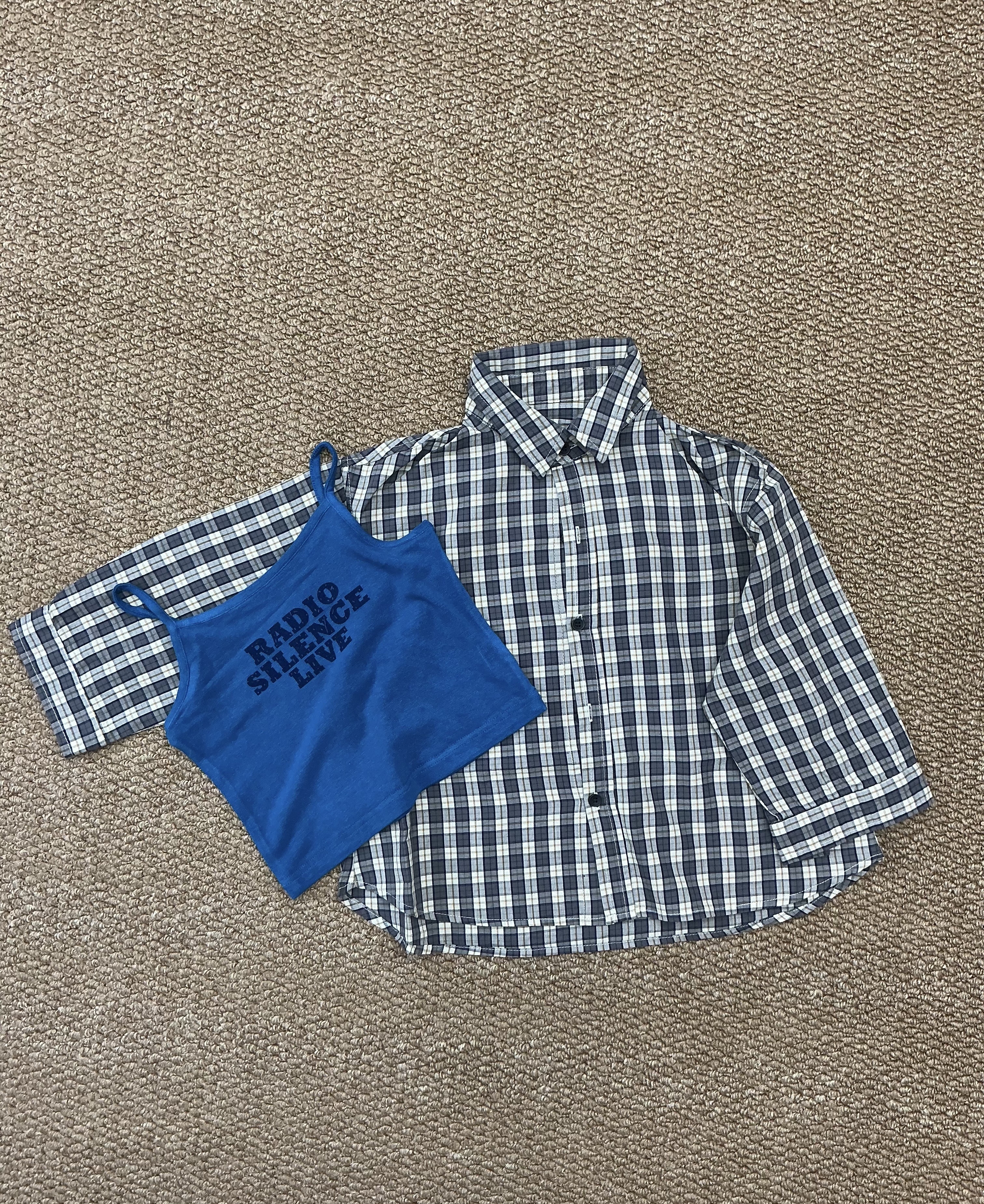 A04312個性疊穿襯衫兩件套