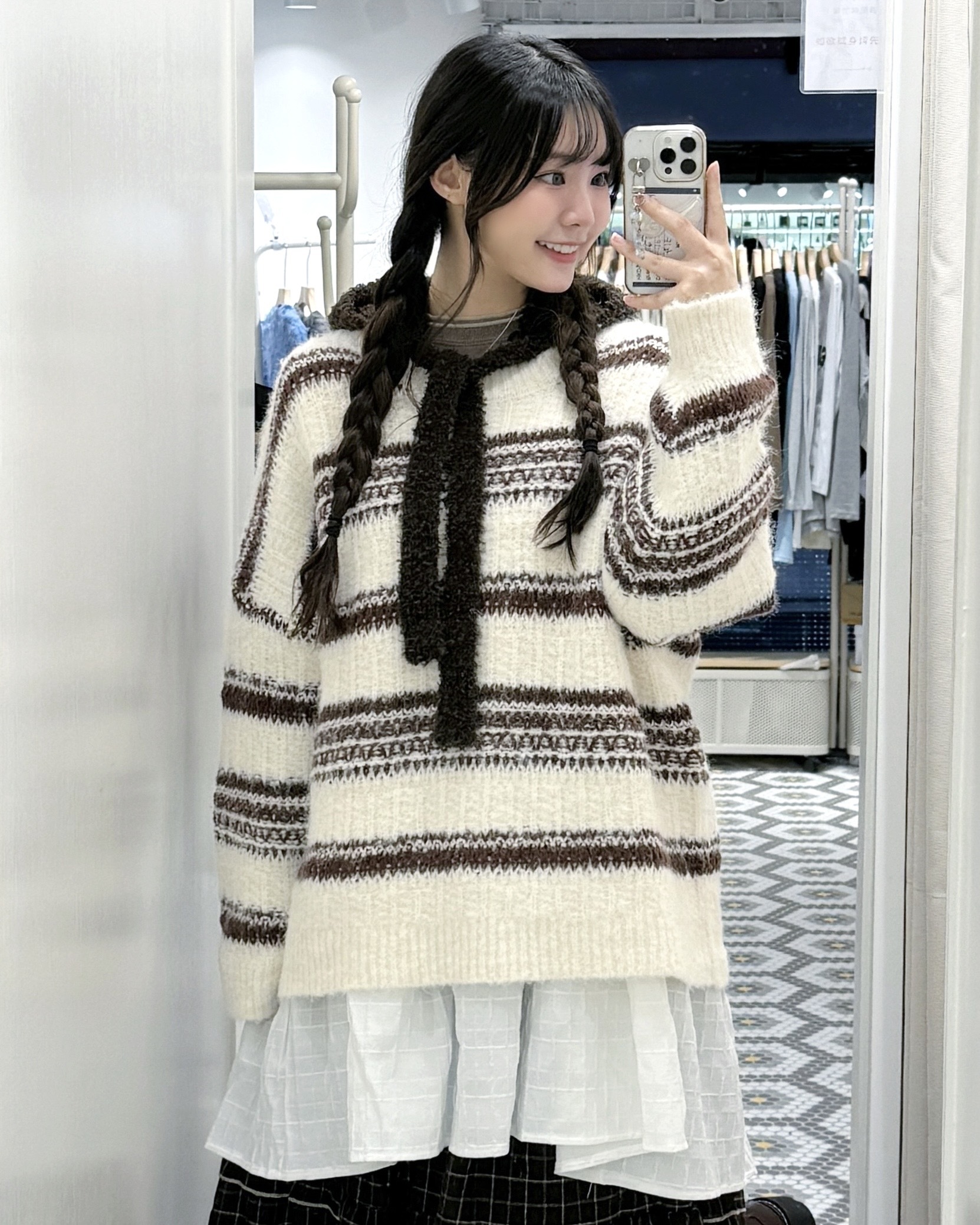 （停產）JP1177｜慵懶感軟毛間紋針織毛衣ᯓ★