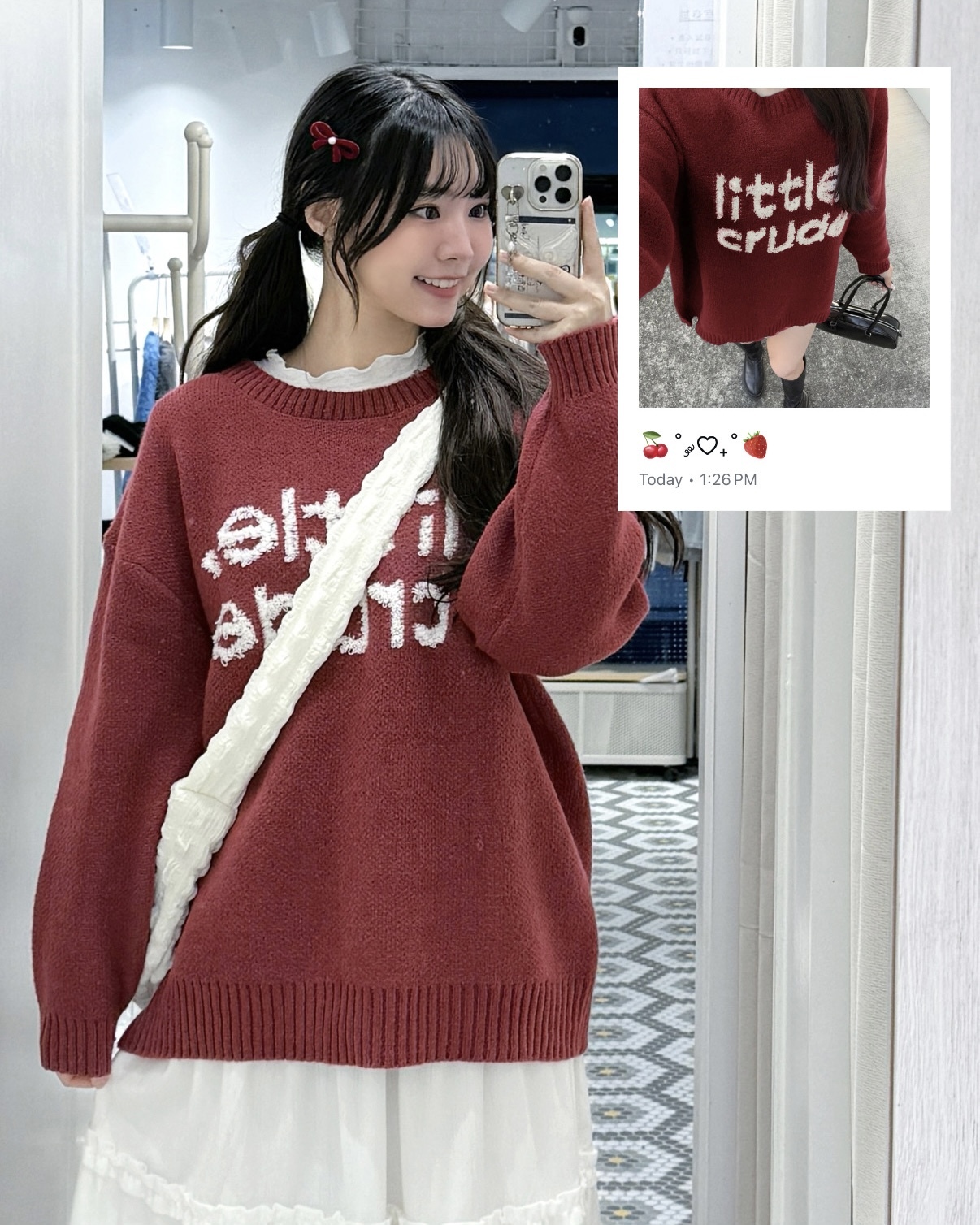 （停產） JP1179｜可愛毛粒字little, crude 針織毛衣 ꒱ ˎˊ˗