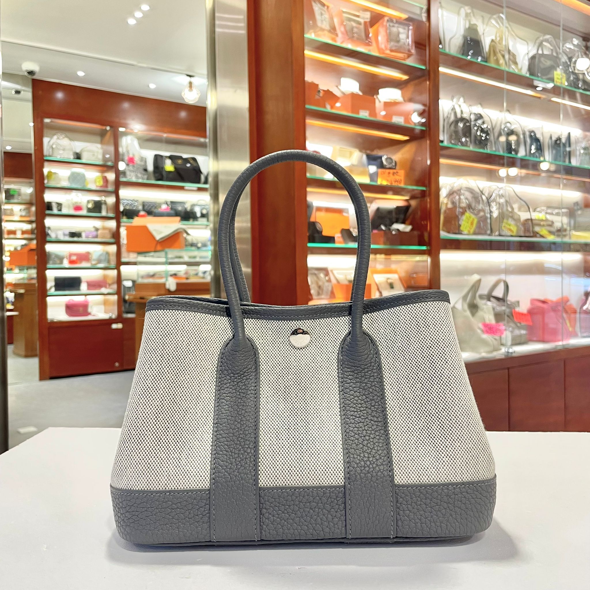 全新HERMES MINI GARDEN PARTY 23 K刻 石板灰帆布 #GP23 #BRAND NEW #香榭站正品