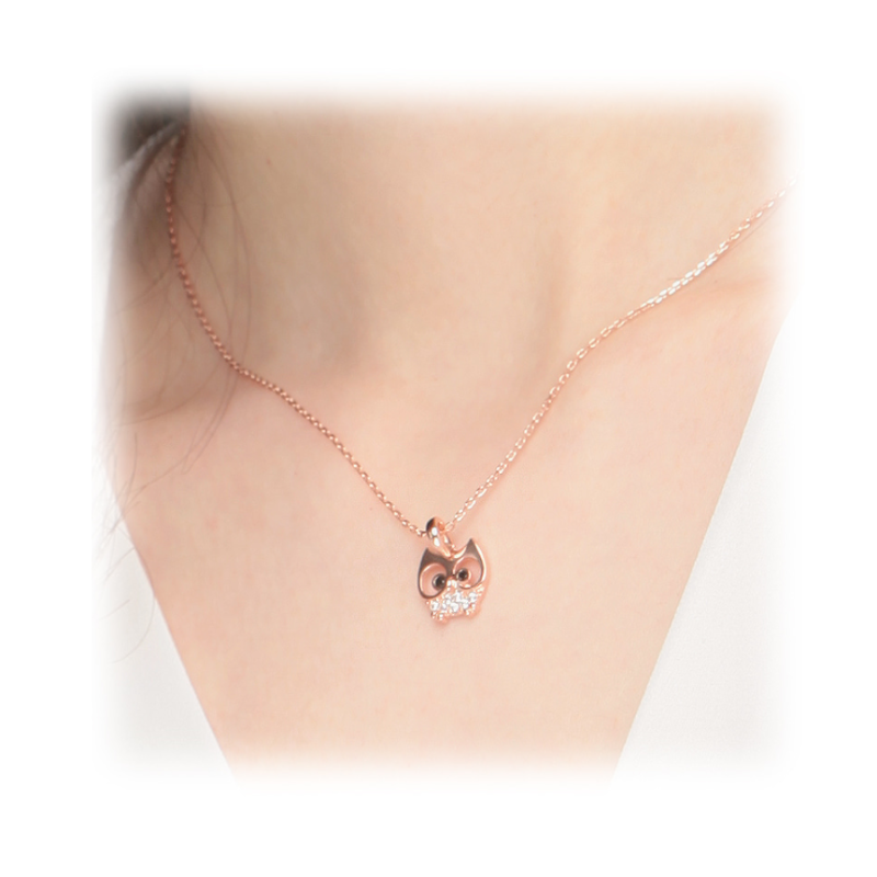 HKAG0213-017 러블리 부엉이 목걸이 C24NB015-RoseGold (A17)
