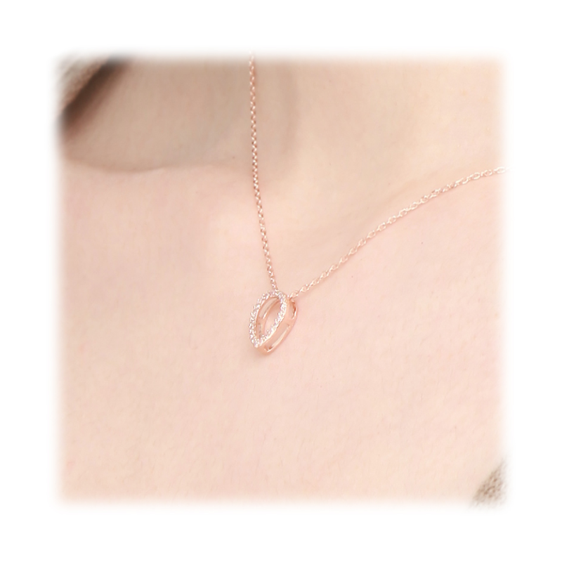 HKAG0213-019 큐빅 물방울 목걸이 C24NB016-RoseGold (A19)