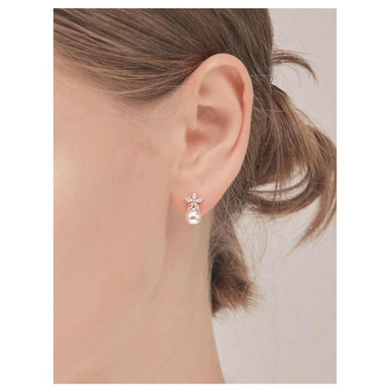 HKAG0213-023 14K GF 눈꽃 진주 귀걸이 C24EGP048 (A23)