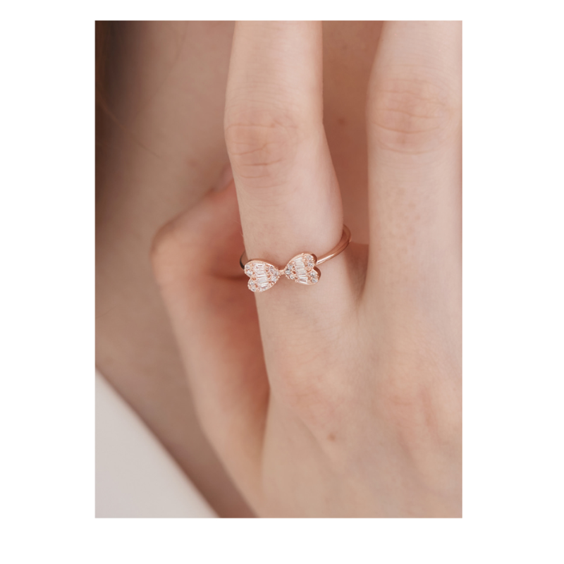 HKAG0213-027 하트리본 큐빅 포인트 반지 C24RB095 11호 (A27)