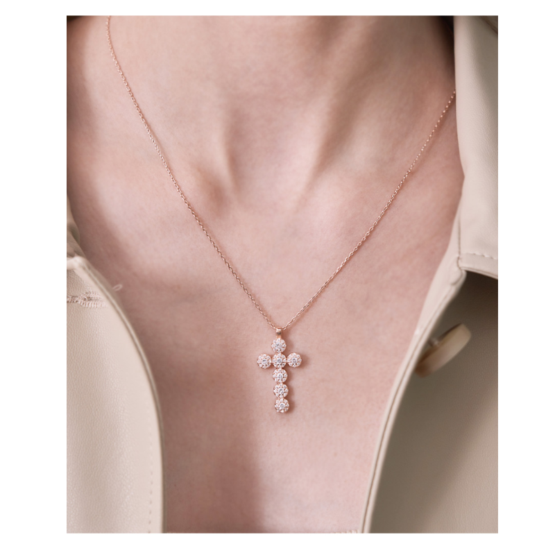 HKAG0213-032 큐빅 십자가 목걸이 C24NB107 (A32)