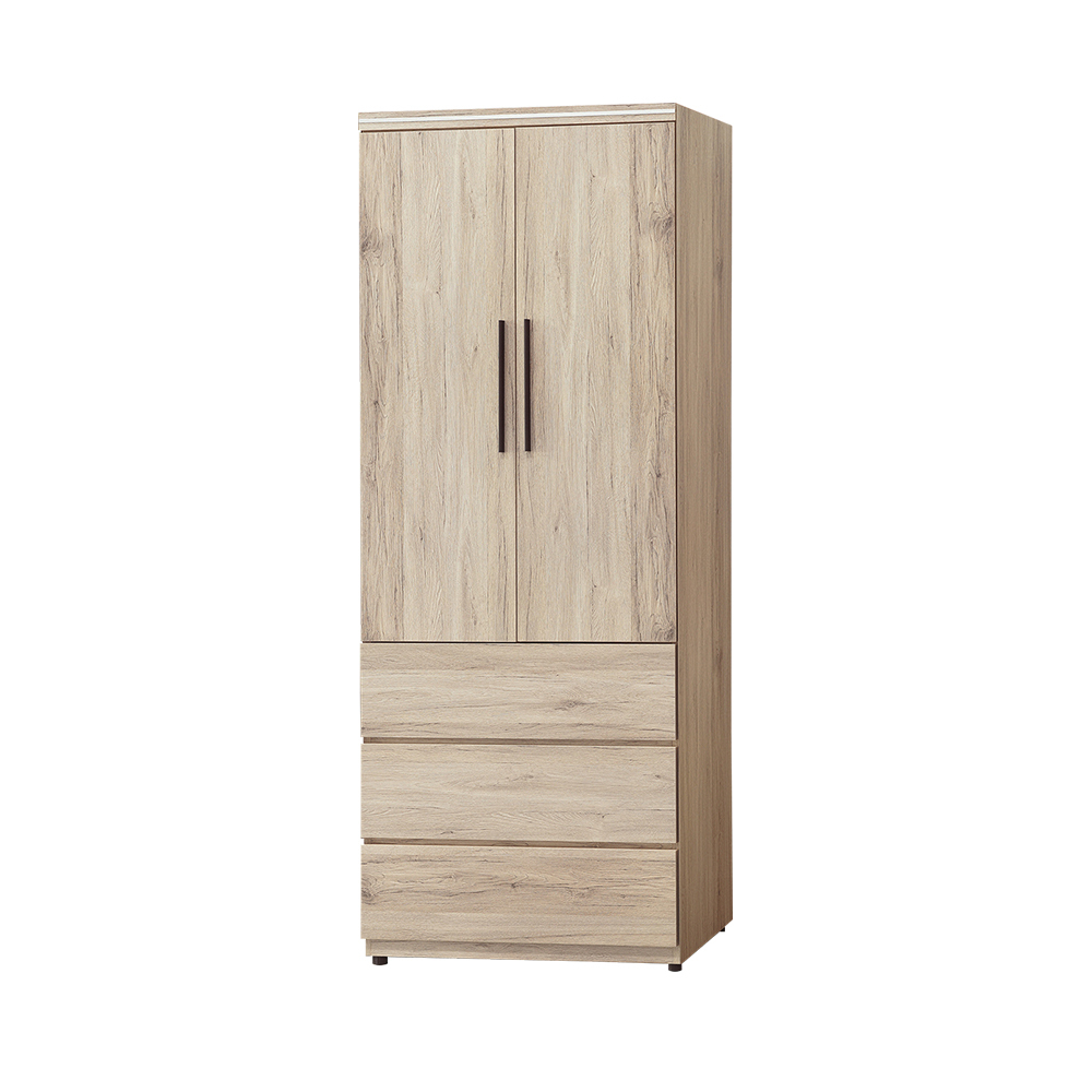 柏蒂家居-樂芙2.5尺二門三抽衣櫃/衣櫥