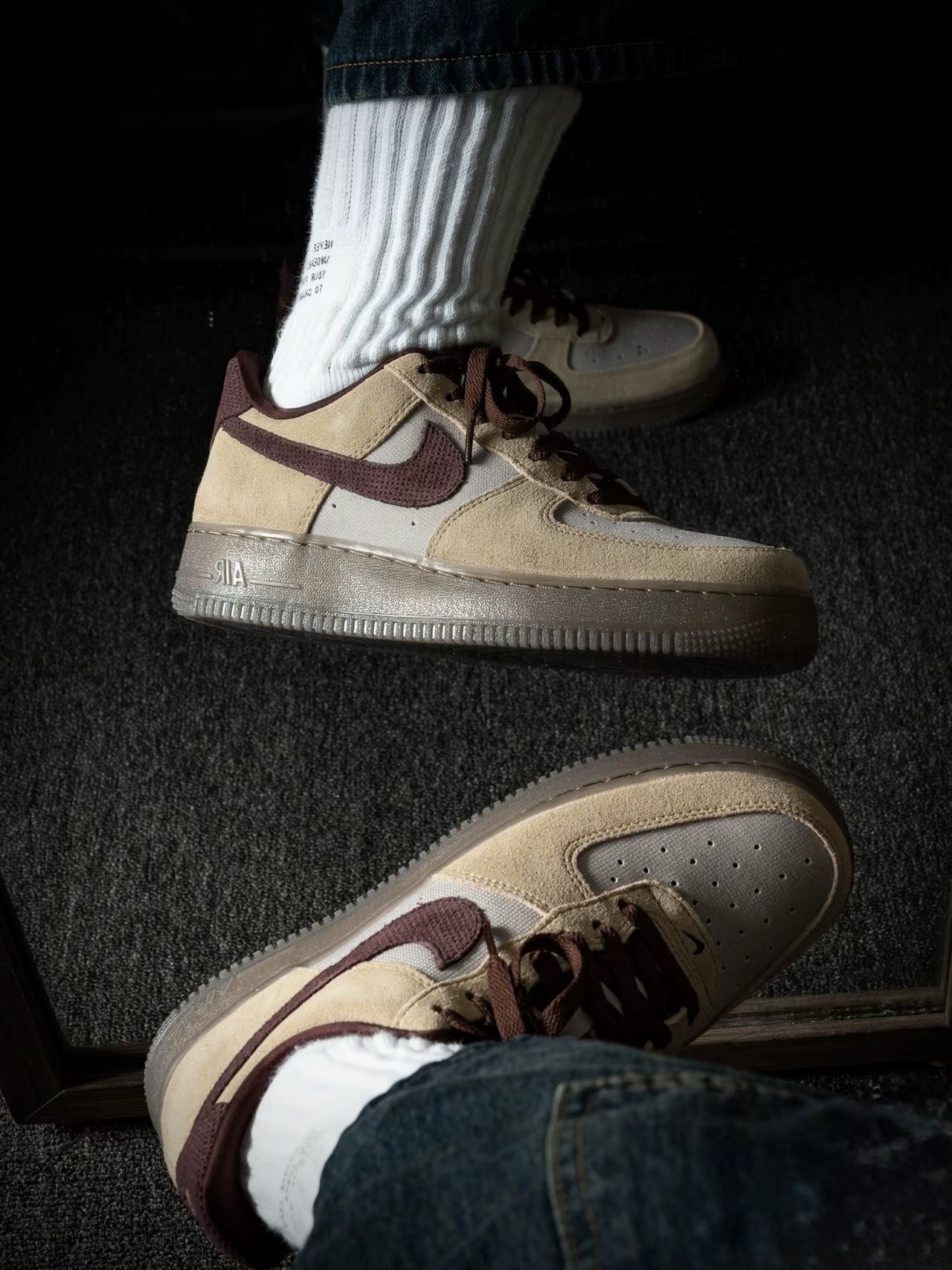 iSNEAKERS｜Nike Air Force 1 "Linen" 麂皮 帆布 棕紅 IQ3408-286