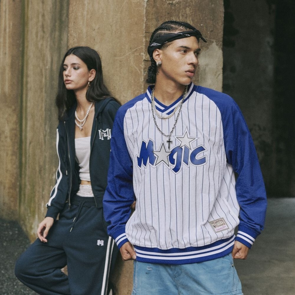 Mitchell & Ness NBA ORLANDO MAGIC PULLOVER JACKET 白藍 魔術隊 V領 長T【MN25BOU10BD】